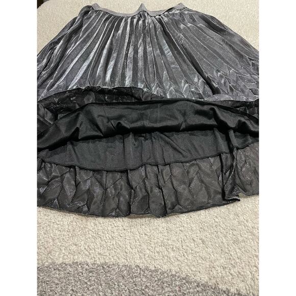 NWT WDNY Women's Size 1X Plus Pleated Midi Skirt Silver Metallic - Picture 3 of 12